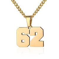 Number Necklace For Boy Athletes Gold Plated Number Chain Stainless Steel Charm Pendant Personalized Sports Jewelry For Men Bask