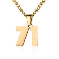 Number Necklace For Boy Athletes Gold Plated Number Chain Stainless Steel Charm Pendant Personalized Sports Jewelry For Men Bask