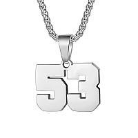 Number Necklaces Personalized Necklaces Silver Initial Number Pendant Stainless Steel Chain Movement Necklaces For Men Women 53