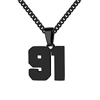 Number Necklace For Boy Athletes Black Number Chain Stainless Steel Charm Pendant Personalized Sports Jewelry For Men Basketball