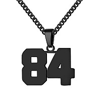 Number Necklace For Boy Athletes Black Number Chain Stainless Steel Charm Pendant Personalized Sports Jewelry For Men Basketball