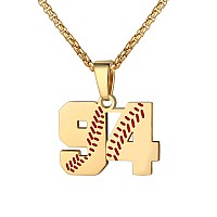 Aiainagi Baseball Number Necklace For Boy 0099 Athletes Jersey Number Necklace Stainless Steel Gold Plated Chain Baseball Charm