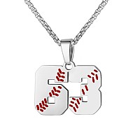 Aiainagi Baseball Number Necklace For Boy 0099 Athletes Jersey Number Necklace Stainless Steel Silver Chain Baseball Charm Pend