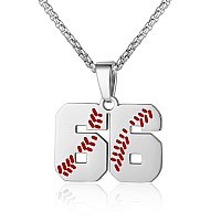 Aiainagi Baseball Number Necklace For Boy 0099 Athletes Jersey Number Necklace Stainless Steel Silver Chain Baseball Charm Pend