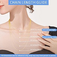 Jewlpire Solid 18K Over Gold Chain Necklace For Women Girls 13Mm Thin Dainty Sturdy Gold Cable Chain Necklace Gold Womens