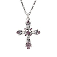 Sacina Goth Punk Grunge Indie Pink Crystal Cross Necklace Y2K Cross Necklace Halloween Christmas New Year Gifts For Girls