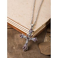 Sacina Goth Punk Grunge Indie Pink Crystal Cross Necklace Y2K Cross Necklace Halloween Christmas New Year Gifts For Girls