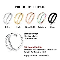 16G 6Mm Double Nose Ring For Single Piercing Conch Daith Helix Nose Rook Piercing Jewelry Double Hoop Nose Ring Septum Rings Nos