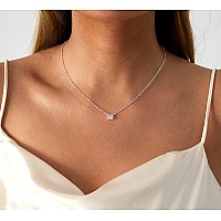 Lexody Diamond Necklaces For Women Dainty Solitaire Necklace 14K Silver Plated Layered Cz Necklace Simple Diamond Choker Necklac