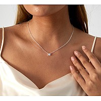 Lexody Diamond Necklaces For Women Dainty Solitaire Necklace 14K Silver Plated Layered Cz Necklace Simple Diamond Choker Necklac