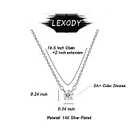 Lexody Diamond Necklaces For Women Dainty Solitaire Necklace 14K Silver Plated Layered Cz Necklace Simple Diamond Choker Necklac