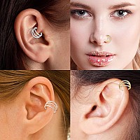 Triple Open Stacked Conch Hoop Earrings 16G Helix Earrings Surgical Steel Septum Nose Rings Hoop 8Mm Micro Lobe Earrings Twisted