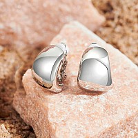 Silver Dainty Wide Half Hoop Clip On Earrings For Women Small Chunky Thick Hoop Earrings Lightweight Jewelry Gifts