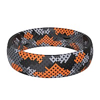 Thunderfit Silicone Wedding Bands For Women Printed Design 55Mm Width 18Mm Thick Orange Camo Mesh Size 11512213Mm