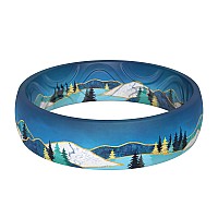 Thunderfit Silicone Wedding Bands For Women Printed Design 55Mm Width 18Mm Thick Blue Mountain Size 657173Mm