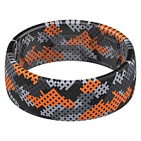 Thunderfit Silicone Wedding Rings Men 2 Layer Top Printed Design 8Mm Width 2Mm Thick Orange Camo Mesh Size 775 1780Mm