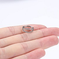 16G 6Mm Double Cz Nose Ring For Single Piercing Conch Daith Helix Nose Rook Piercing Jewelry Double Hoop Nose Ring Septum Rings