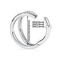 16G 6Mm Double Cz Nose Ring For Single Piercing Conch Daith Helix Nose Rook Piercing Jewelry Double Hoop Nose Ring Septum Rings