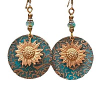 Bohemian Boho Sunflower Daisy Drop Earrings Retro Double Layer Dangle Daisy Charm Earrings You Are My Sunshine Earrings