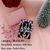 Lmxxvj Rose Gold Jewelry Sets For Women Multicolor Tourmaline Cubic Zirconia Adjustable Ring Necklace Earrings Bracelet Gold Pl