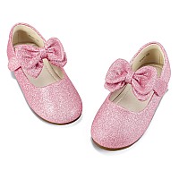 Pandaninjia Girls Toddlerlittle Kid Megan Dress Flats Shoes Pearls Bow Flower Girl Ballet Flat Mary Jane Pink Glitter 9 M Us