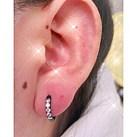 10Mm 10G Black Earrings For Women Unisex Cubic Zirconia Huggie Hoop Earrings For Women Surgical Steel Huggie Earrings Men Earrin