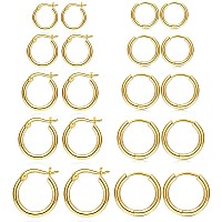 Senteria Gold Hoop Set Small Gold Hoop Earrings For Women 10 Pairs Small Gold Hoops Stainless Steel Hypoallergenic Gold Cartilag