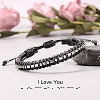 Birthday Gifts For Dad Morse Code Bracelets For Dad I Love You Gifts For Him Adjustable Black Braided Bracelet Cool Christmas Gi