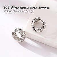 Sterling Silver Hoop Earrings For Women14K White Gold Earrings Hypoallergenic Chunky Huggie Silver Hoops Small Fashion Dainty E