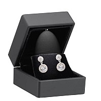 Allure Luxury Earring Box With Led Light Square Shaped Elegant Diamond Earring Case For Unique Proposal Engagement Or Weddi