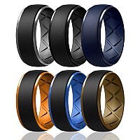 Egnaro Silicone Ring Men Inner Arc Ergonomic Breathable Design Mens Silicone Wedding Band 4 Rings 1 Ring Rubber Wedding Band