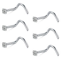 Briana Williams 20G Nose Studs Screw Nose Studs For Women Surgical Stainless Steel 20 Gauge Corkscrew Nose Rings Nose Piercing S