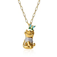 Disney Winnie The Pooh Pendant Necklace Paper Clip Chain 18Inch Flash Plated Necklace With Butterfly And Pooh Pendant Winni