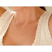 Lexody Diamond Necklaces For Women Dainty Leaf Necklace 14K Gold Plated Layered Cz Moon Necklace Simple Diamond Choker Necklaces