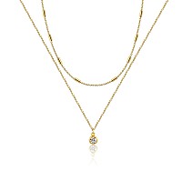 Lexody Diamond Necklaces For Women Dainty Leaf Necklace 14K Gold Plated Layered Cz Moon Necklace Simple Diamond Choker Necklaces