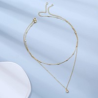 Lexody Diamond Necklaces For Women Dainty Leaf Necklace 14K Gold Plated Layered Cz Moon Necklace Simple Diamond Choker Necklaces