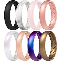 Egnaro Silicone Ring Women Inner Arc Ergonomic Breathable Design Womens Silicone Wedding Ring 4Mm Width 15Mm Thickness Rubb