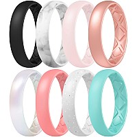 Egnaro Silicone Ring Women Inner Arc Ergonomic Breathable Design Womens Silicone Wedding Ring 4Mm Width 15Mm Thickness Rubb