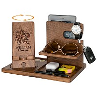 Custom Desk Organizer Gifts For Husband Dad Personalized Engraved Wooden Rotating Swivel Stand For Men Wedding Anniversary S