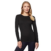 32 Degrees Womens Lightweight Baselayer Crew Top Long Sleeve Form Fitting 4Way Stretch Thermal Black Xxlarge