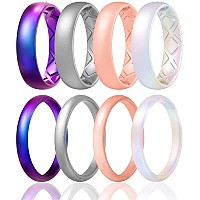 Egnaro Thin And Stackable Silicone Wedding Bands Women 25Mm Width 18Mm Thick