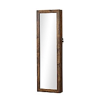 Max 47 Inch Wood Jewelry Cabinet Door Mount Mirror Led Lights Brown