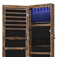 Max 47 Inch Wood Jewelry Cabinet Door Mount Mirror Led Lights Brown