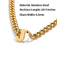 Duodiner R Letter Necklace Initial Cuban Link Chain For Men Boys Stainless Steel Pendant Gift Gold