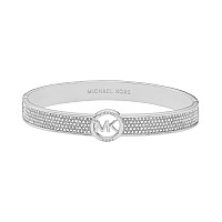 Michael Kors Brass And Pav Crystal Mk Logo Bangle Bracelet For Women Color Silver Model Mkj8003040