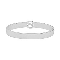 Michael Kors Brass And Pav Crystal Mk Logo Bangle Bracelet For Women Color Silver Model Mkj8003040