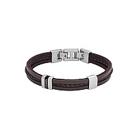 Fossil Mens Leather Essentials Strap Bracelet Color Brown Model Jf04133040