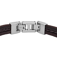 Fossil Mens Leather Essentials Strap Bracelet Color Brown Model Jf04133040