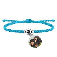 Godchoices Custom Photo Bracelet Personalized Photo Projection Bracelet Circle Photo Bracelets With Picture Inside Braided Brace