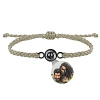 Godchoices Custom Photo Bracelet Personalized Photo Projection Bracelet Circle Photo Bracelets With Picture Inside Braided Brace